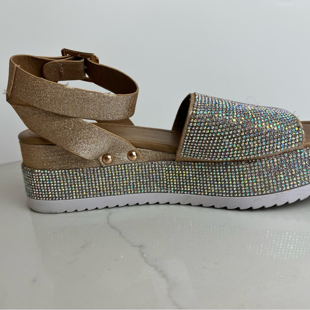 All Over Rhinestone Platform Sandals - Picture 13 of 16